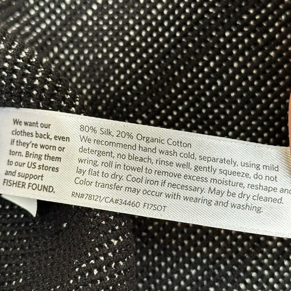 Eileen Fisher Silk Organic Cotton Open Front Striated Cardigan Grey Black Size S - Picture 7 of 8